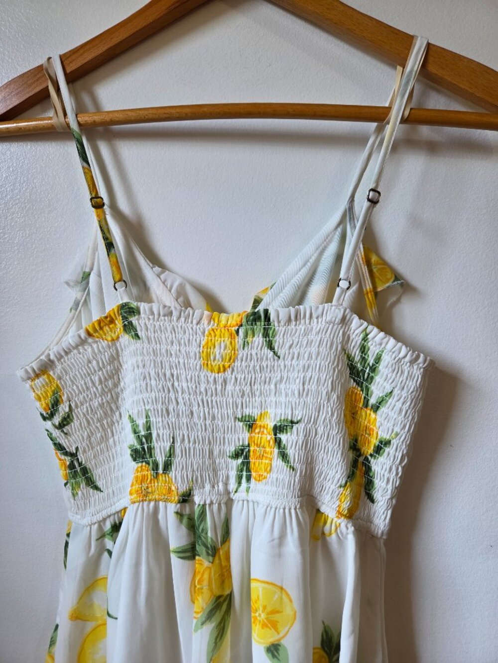 EUC LIKE NEW JAPNA SURPLICE NECK RUFFLED LAYERED TANK SHORT LEMON PRINT DRESS S - Picture 3 of 11
